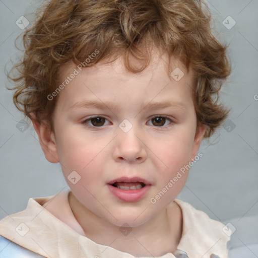 Neutral white child male with short  brown hair and brown eyes