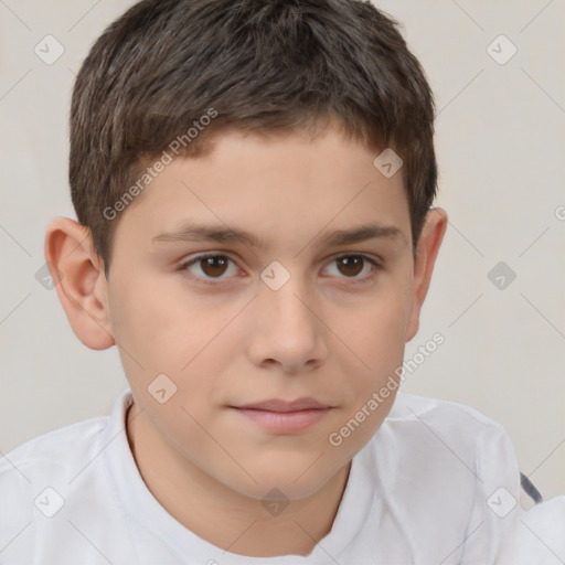 Neutral white child male with short  brown hair and brown eyes