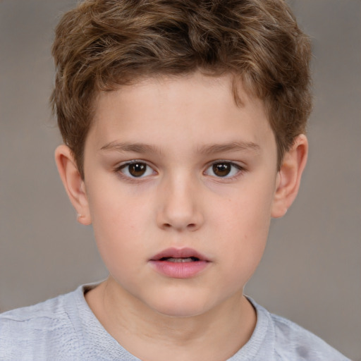 Neutral white child male with short  brown hair and brown eyes