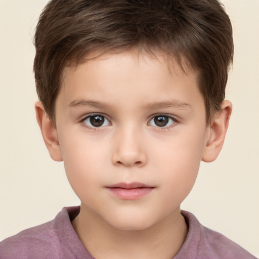 Neutral white child male with short  brown hair and brown eyes