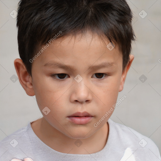 Neutral white child male with short  brown hair and brown eyes