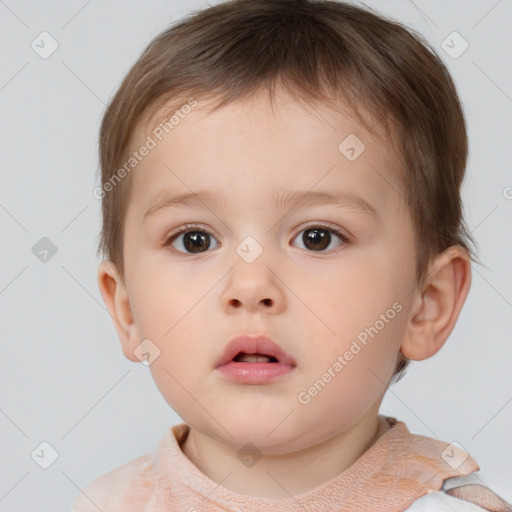 Neutral white child male with short  brown hair and brown eyes