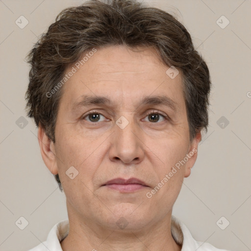 Neutral white adult male with short  brown hair and brown eyes