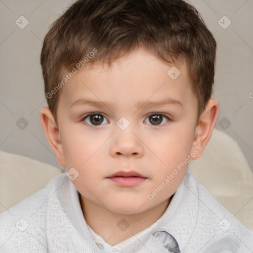 Neutral white child male with short  brown hair and brown eyes