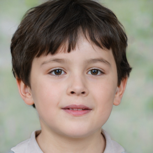 Neutral white child male with short  brown hair and brown eyes