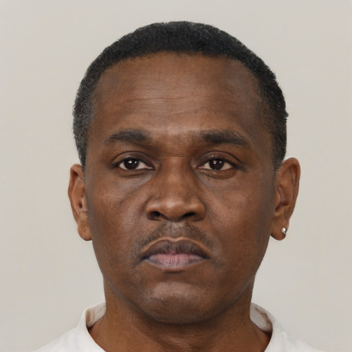 Neutral black young-adult male with short  brown hair and brown eyes