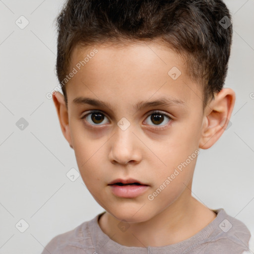 Neutral white child male with short  brown hair and brown eyes