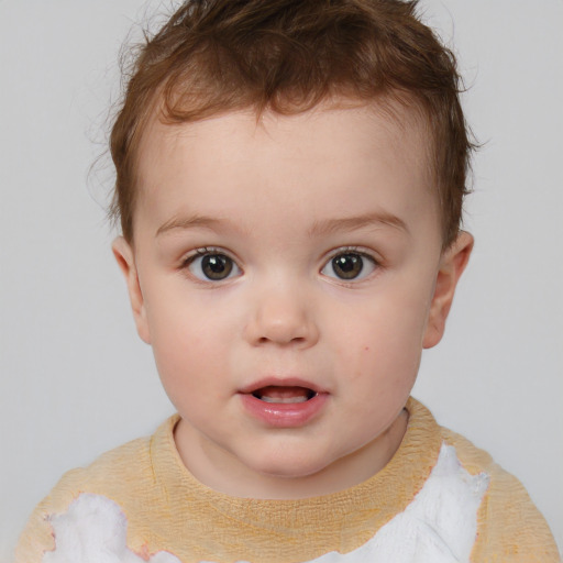 Neutral white child male with short  brown hair and brown eyes