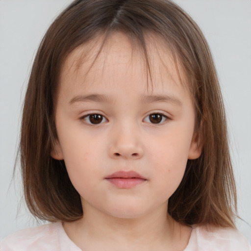 Neutral white child female with medium  brown hair and brown eyes