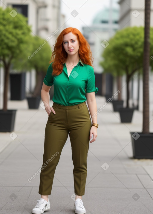 Macedonian adult female with  ginger hair