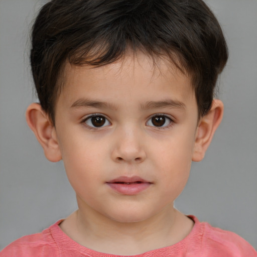 Neutral white child male with short  brown hair and brown eyes