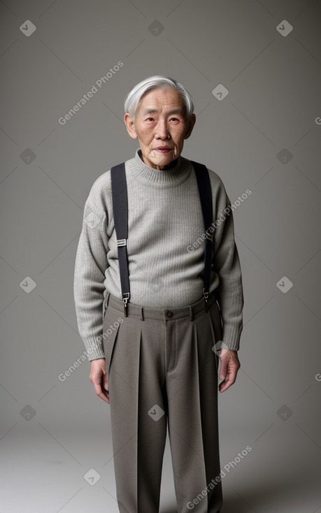 Mongolian elderly non-binary with  gray hair