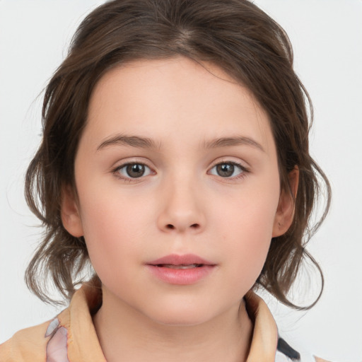 Neutral white child female with medium  brown hair and brown eyes