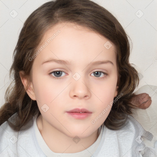 Neutral white child female with medium  brown hair and brown eyes