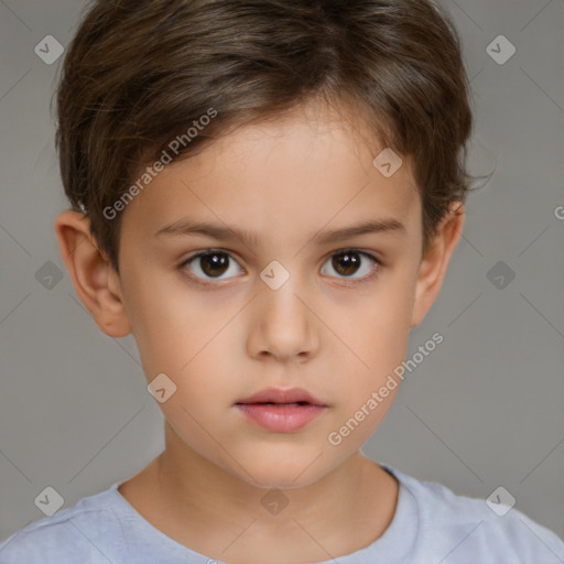 Neutral white child female with short  brown hair and brown eyes