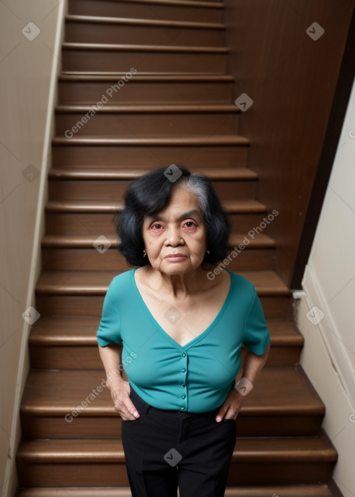 Elderly non-binary with  black hair