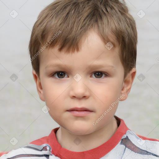 Neutral white child male with short  brown hair and brown eyes