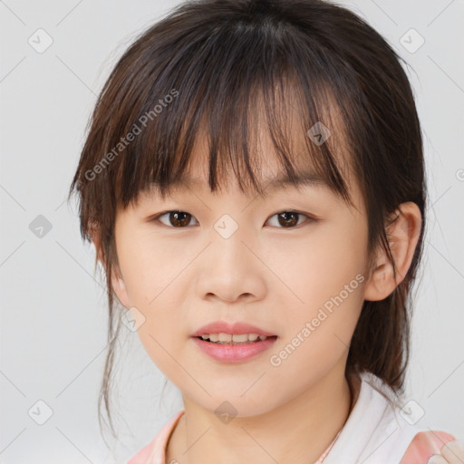 Neutral asian young-adult female with medium  brown hair and brown eyes