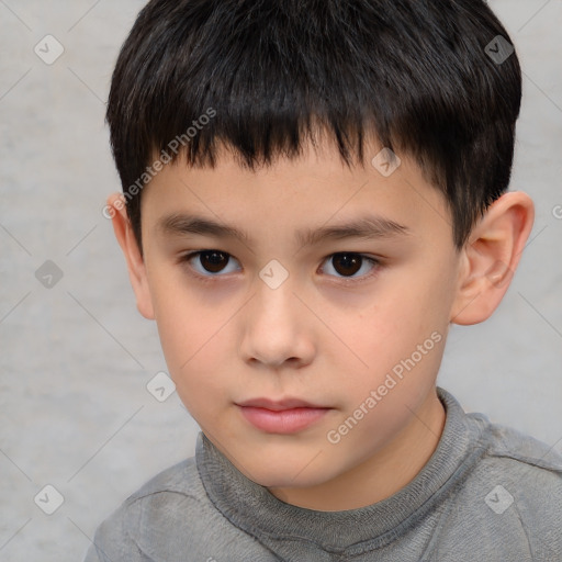 Neutral white child male with short  brown hair and brown eyes