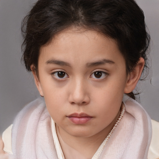 Neutral white child female with medium  brown hair and brown eyes