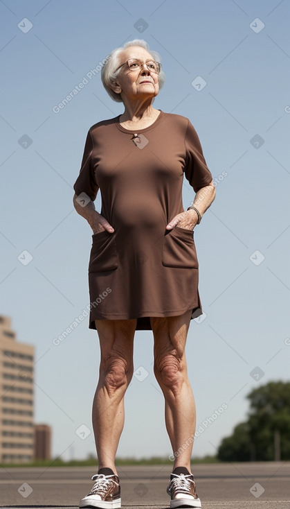 American elderly female with  brown hair