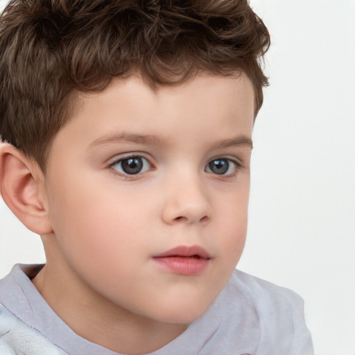 Neutral white child male with short  brown hair and brown eyes