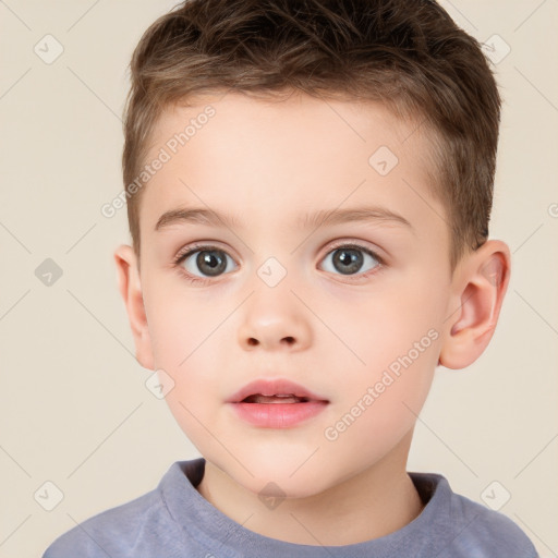 Neutral white child male with short  brown hair and brown eyes