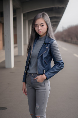 Chinese teenager girl with  gray hair