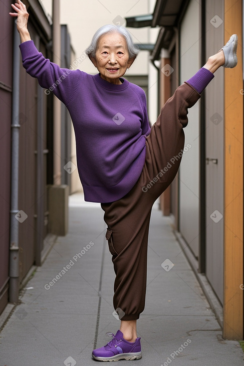 Japanese elderly female with  brown hair