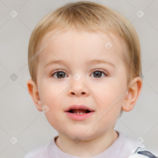 Neutral white child male with short  brown hair and brown eyes