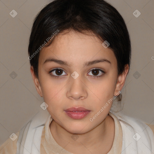 Neutral white child female with medium  brown hair and brown eyes