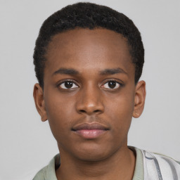 Neutral black young-adult male with short  brown hair and brown eyes