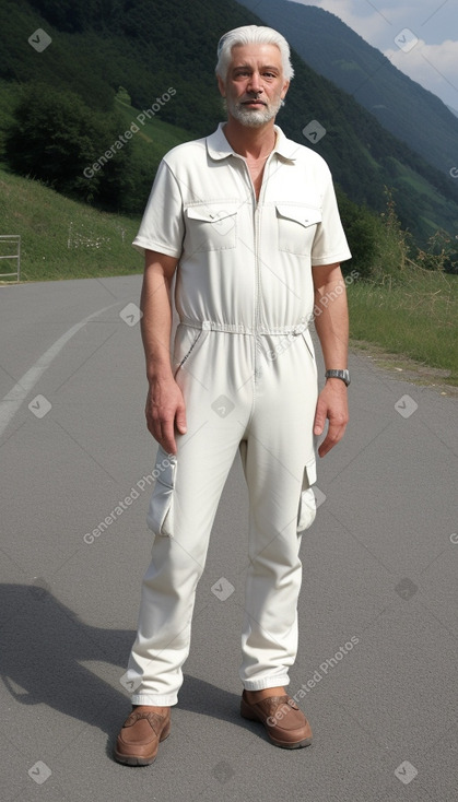 Swiss middle-aged male with  white hair