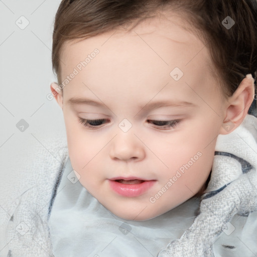 Neutral white child female with short  brown hair and brown eyes