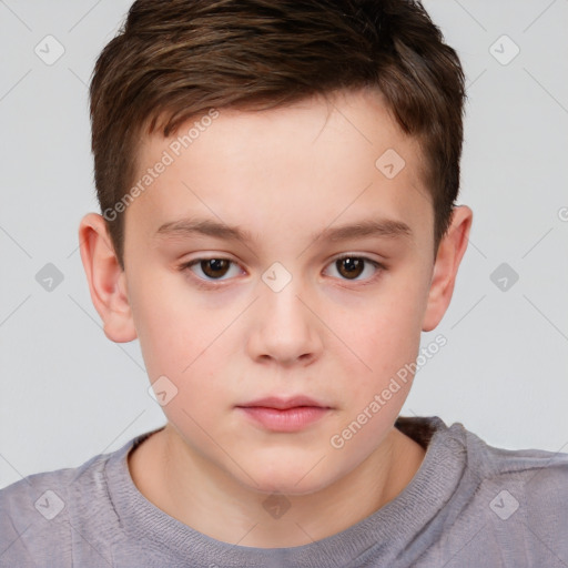 Neutral white child male with short  brown hair and brown eyes