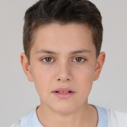 Neutral white child male with short  brown hair and brown eyes