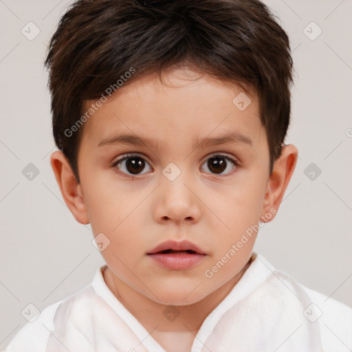 Neutral white child male with short  brown hair and brown eyes