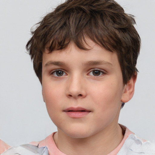 Neutral white child male with short  brown hair and brown eyes