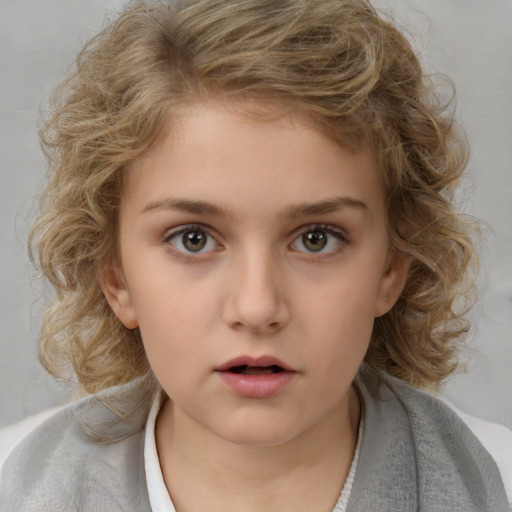 Neutral white child female with medium  brown hair and brown eyes