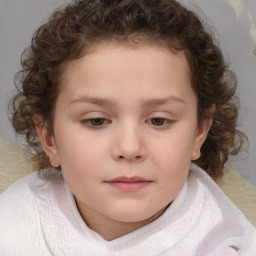 Neutral white child female with short  brown hair and brown eyes