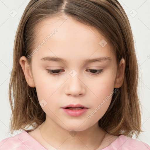 Neutral white child female with medium  brown hair and brown eyes