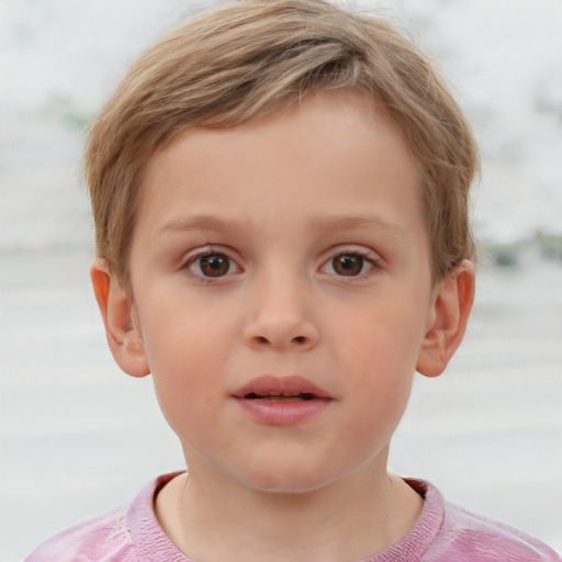 Neutral white child male with short  brown hair and grey eyes