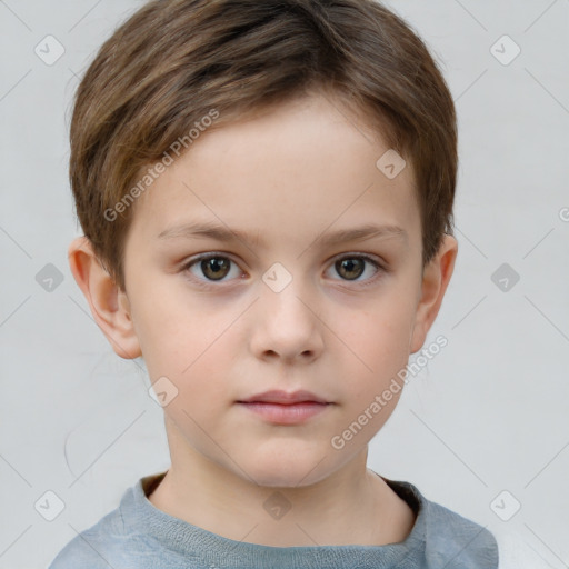 Neutral white child female with short  brown hair and brown eyes