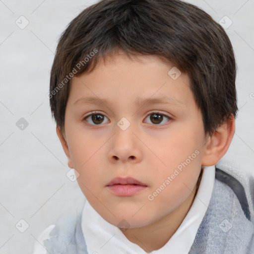 Neutral white child male with short  brown hair and brown eyes