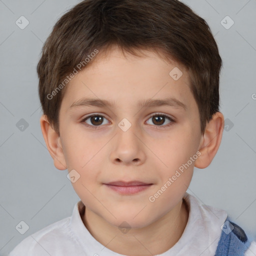 Neutral white child male with short  brown hair and brown eyes