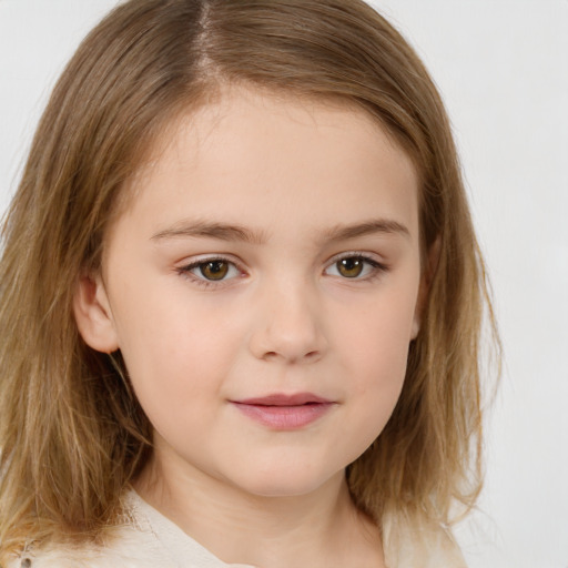 Neutral white child female with medium  brown hair and brown eyes