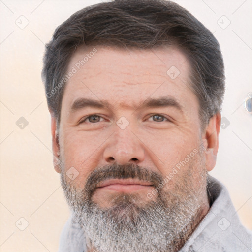 Neutral white adult male with short  brown hair and brown eyes