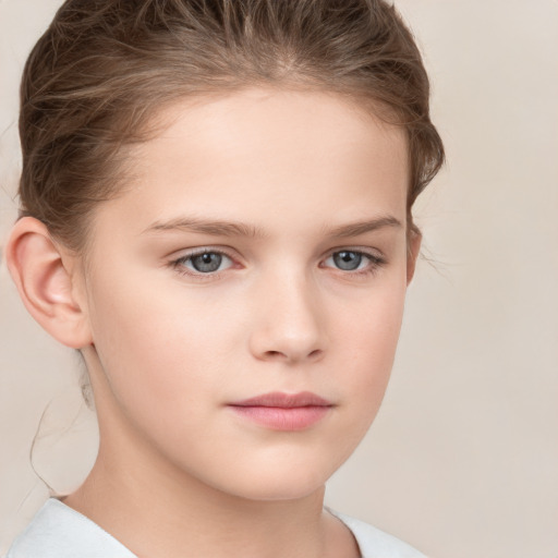 Neutral white child female with medium  brown hair and brown eyes