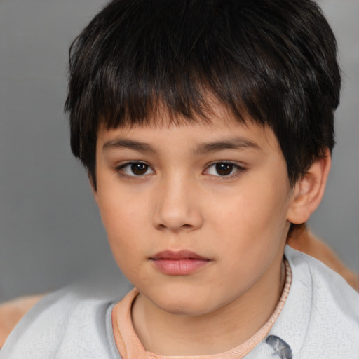 Neutral white child male with short  brown hair and brown eyes