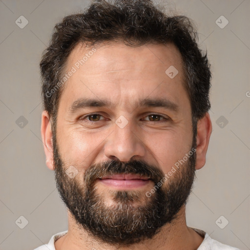 Neutral white adult male with short  brown hair and brown eyes